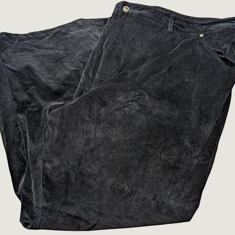 Vintage Mainstreet Blues Velvety Stretch‎ Pants Plus Size 38W Black Straight Leg